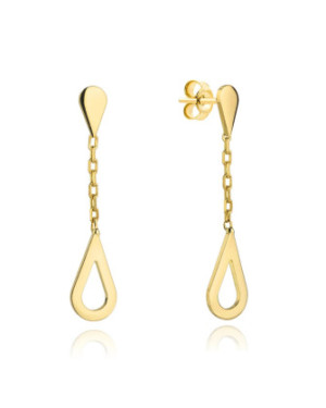 14k Gold Teardrop Chain Earrings – Elegant Yellow Gold Drop Jewellery