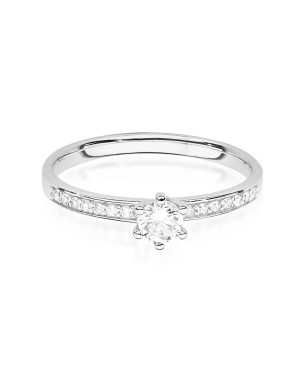 Złoty pierścionek zaręczynowy diament 0,17ct białe złoto