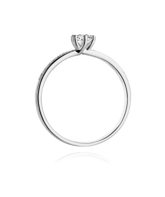 Złoty pierścionek zaręczynowy diament 0,17ct białe złoto