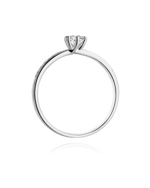 Złoty pierścionek zaręczynowy diament 0,17ct białe złoto