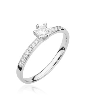 Złoty pierścionek zaręczynowy diament 0,37ct białe złoto