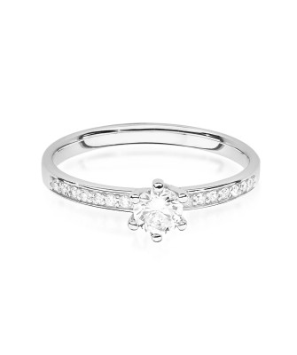 Złoty pierścionek zaręczynowy diament 0,37ct białe złoto