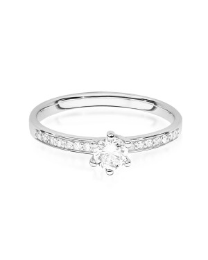 Złoty pierścionek zaręczynowy diament 0,37ct białe złoto
