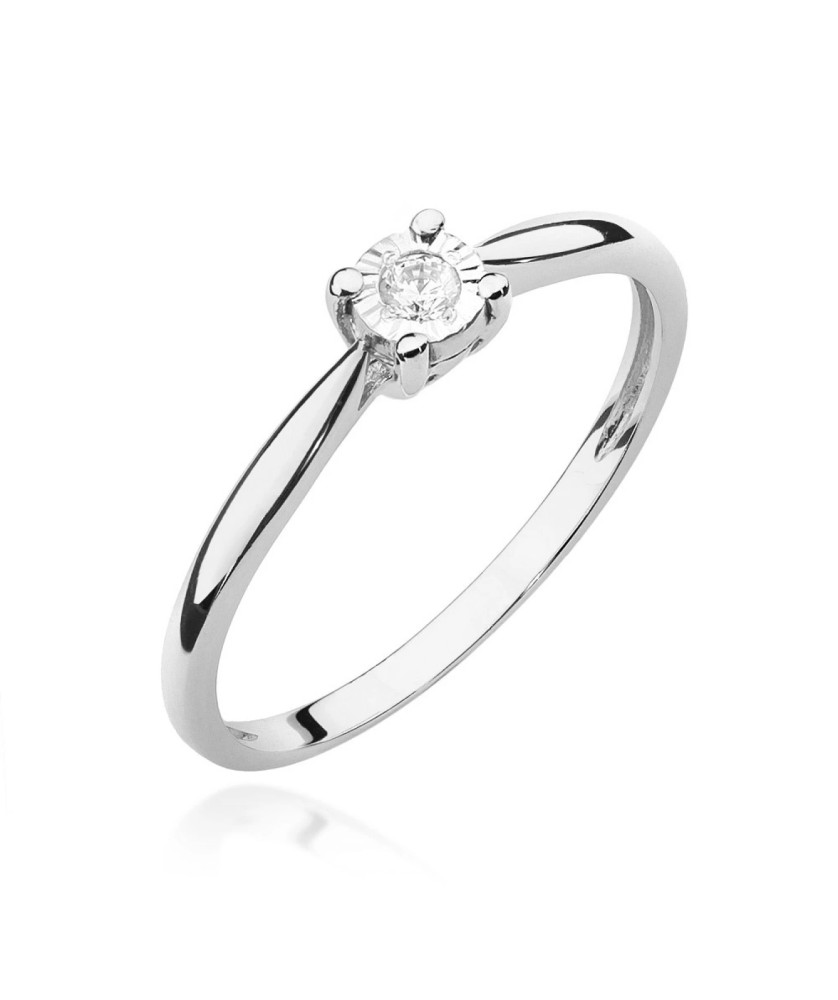 Pierścionek brylant białe złoto 0,08ct
