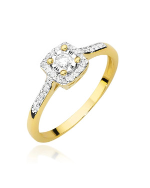 Złoty Pierścionek 14k Brylant Diamenty 0,21ct Certyfikat