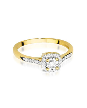 Złoty Pierścionek 14k Brylant Diamenty 0,21ct Certyfikat