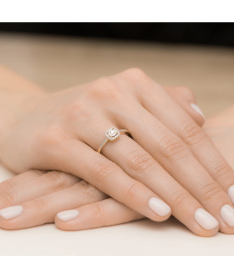 Złoty Pierścionek 14k Brylant Diamenty 0,21ct Certyfikat
