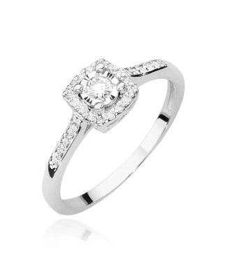 Pierścionek diament 0,21ct białe złoto