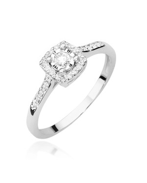 Pierścionek diament 0,21ct białe złoto