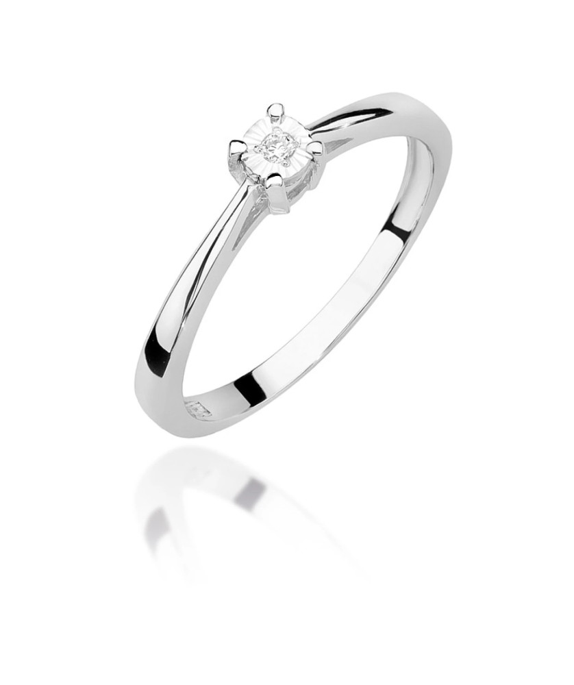 Pierścionek zaręczynowy z białego złota diament 0,02ct