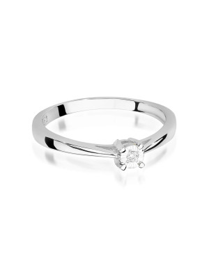 Pierścionek zaręczynowy z białego złota diament 0,02ct