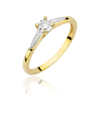 Pierścionek 14k brylanty 0,11ct certyfikat