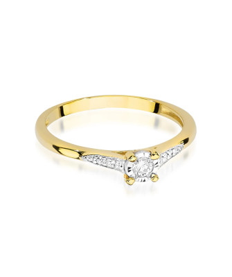 Pierścionek 14k brylanty 0,11ct certyfikat
