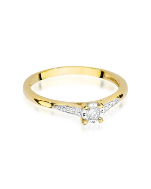 Pierścionek 14k brylanty 0,11ct certyfikat