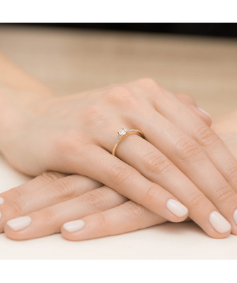 Pierścionek 14k brylanty 0,11ct certyfikat