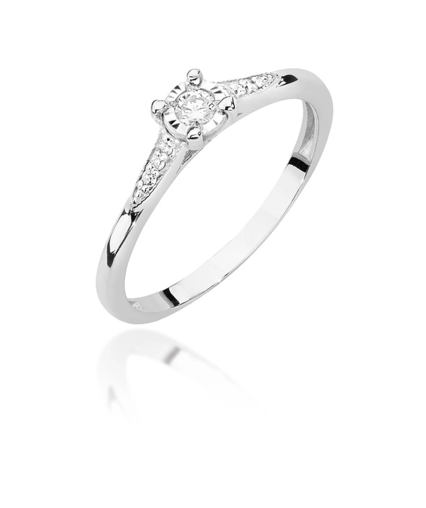 Złoty pierścionek 14k białe Złoto brylanty 0,11ct