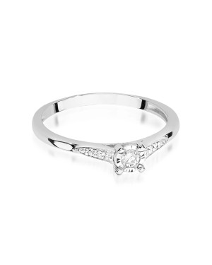 Złoty pierścionek 14k białe Złoto brylanty 0,11ct