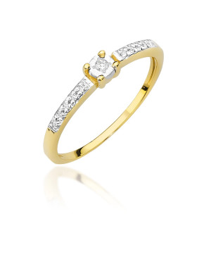 Pierścionek 14k brylanty 0,07ct certyfikat