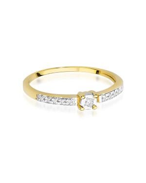 Pierścionek 14k brylanty 0,07ct certyfikat