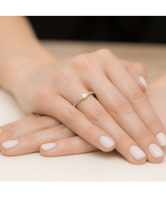 Pierścionek 14k brylanty 0,07ct certyfikat