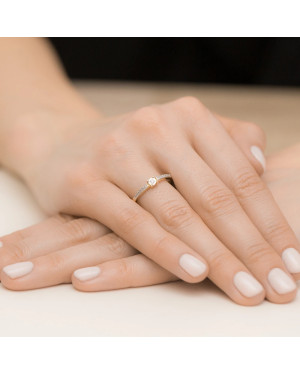 Pierścionek 14k brylanty 0,07ct certyfikat