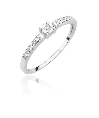Pierścionek 14k białe złoto Brylanty 0,07ct
