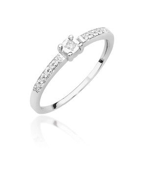 Pierścionek 14k białe złoto Brylanty 0,07ct
