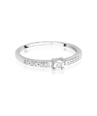 Pierścionek 14k białe złoto Brylanty 0,07ct
