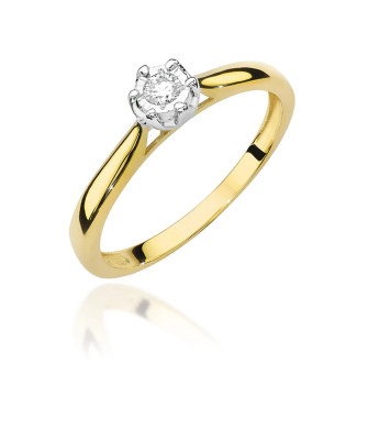 Złoty pierścionek z diamentem 0,08ct