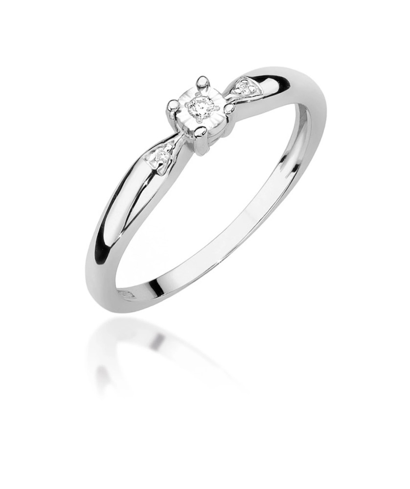 Gold ring with diamonds white gold 0.03ct