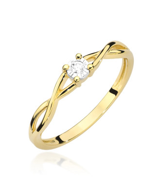 14k Gold Ring Interwoven Diamond 0.03ct