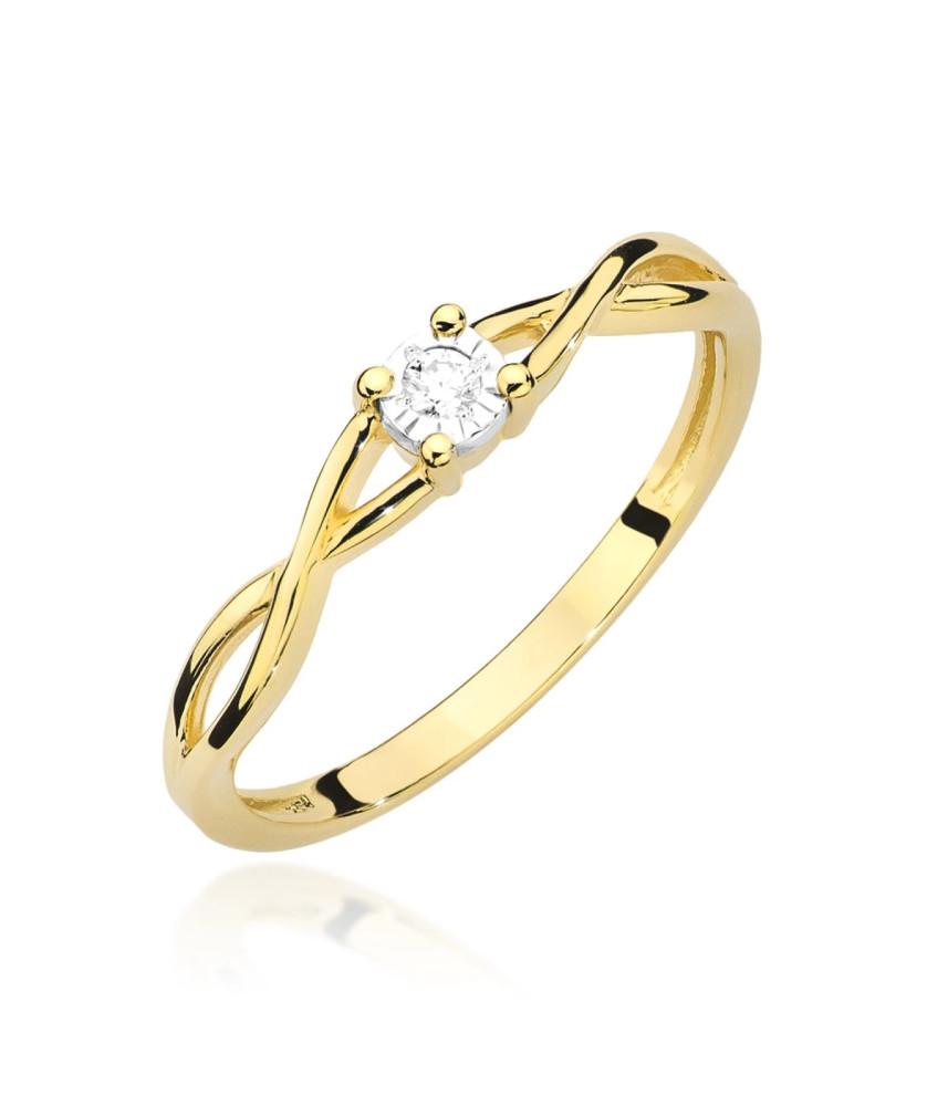 14k Gold Ring Interwoven Diamond 0.03ct