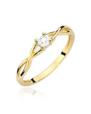 14k Gold Ring Interwoven Diamond 0.03ct