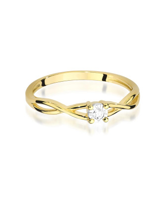 14k Gold Ring Interwoven Diamond 0.03ct
