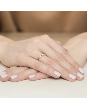 14k Gold Ring Interwoven Diamond 0.03ct