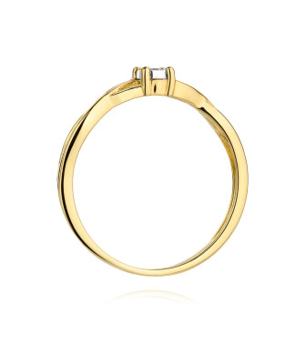 Złoty Pierścionek 14k Przeplatany Brylant 0,03ct