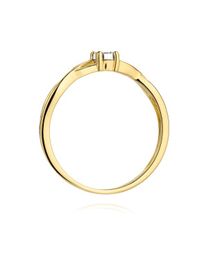Złoty Pierścionek 14k Przeplatany Brylant 0,03ct