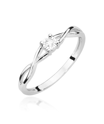 14k White Gold Ring Interwoven Diamond 0.03ct