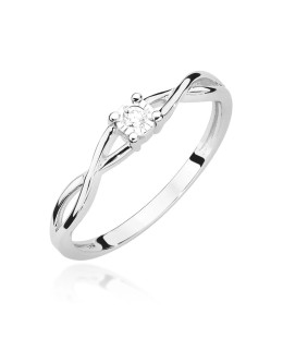 14k White Gold Ring Interwoven Diamond 0.03ct