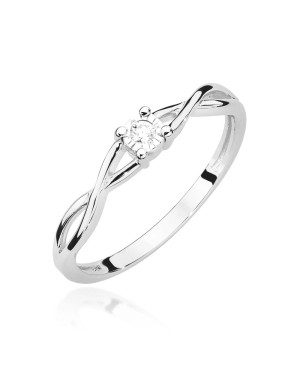 14k White Gold Ring Interwoven Diamond 0.03ct