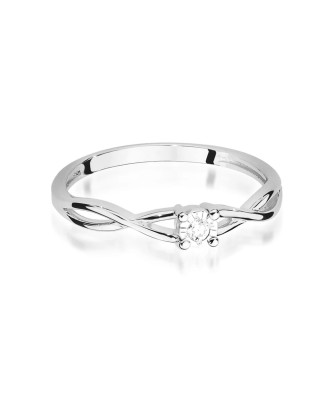 14k White Gold Ring Interwoven Diamond 0.03ct
