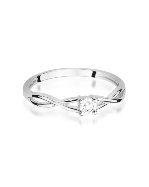 14k White Gold Ring Interwoven Diamond 0.03ct