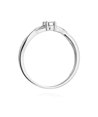 14k White Gold Ring Interwoven Diamond 0.03ct