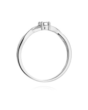 14k White Gold Ring Interwoven Diamond 0.03ct