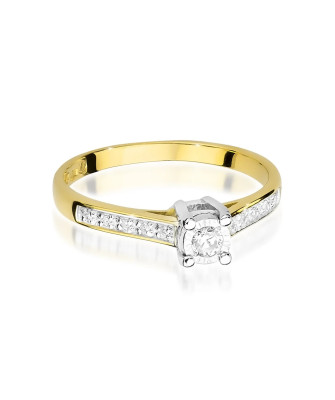 Pierścionek złoty 14k brylanty i diamenty 0,13ct