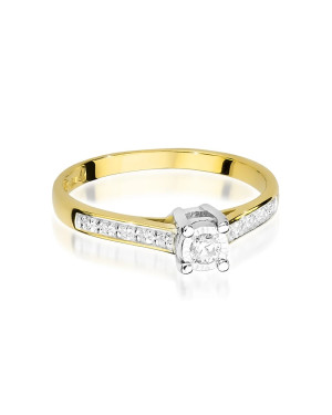 Pierścionek złoty 14k brylanty i diamenty 0,13ct