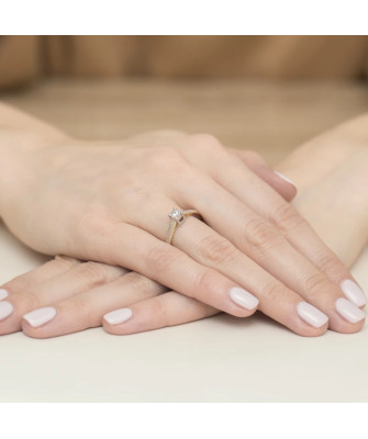 Pierścionek złoty 14k brylanty i diamenty 0,13ct