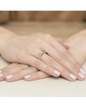 Pierścionek złoty 14k brylanty i diamenty 0,13ct