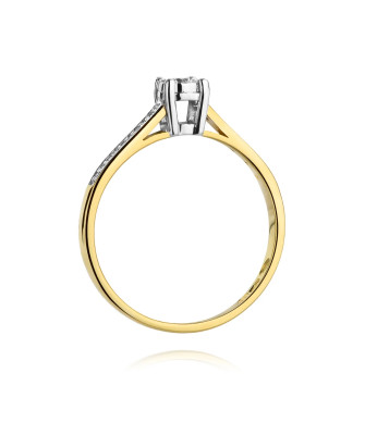 Pierścionek złoty 14k brylanty i diamenty 0,13ct