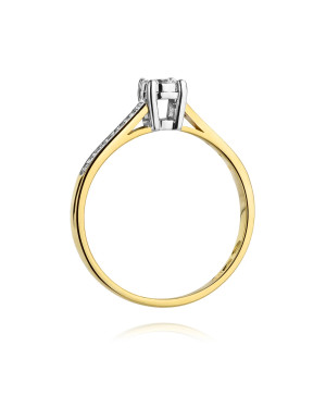 Pierścionek złoty 14k brylanty i diamenty 0,13ct